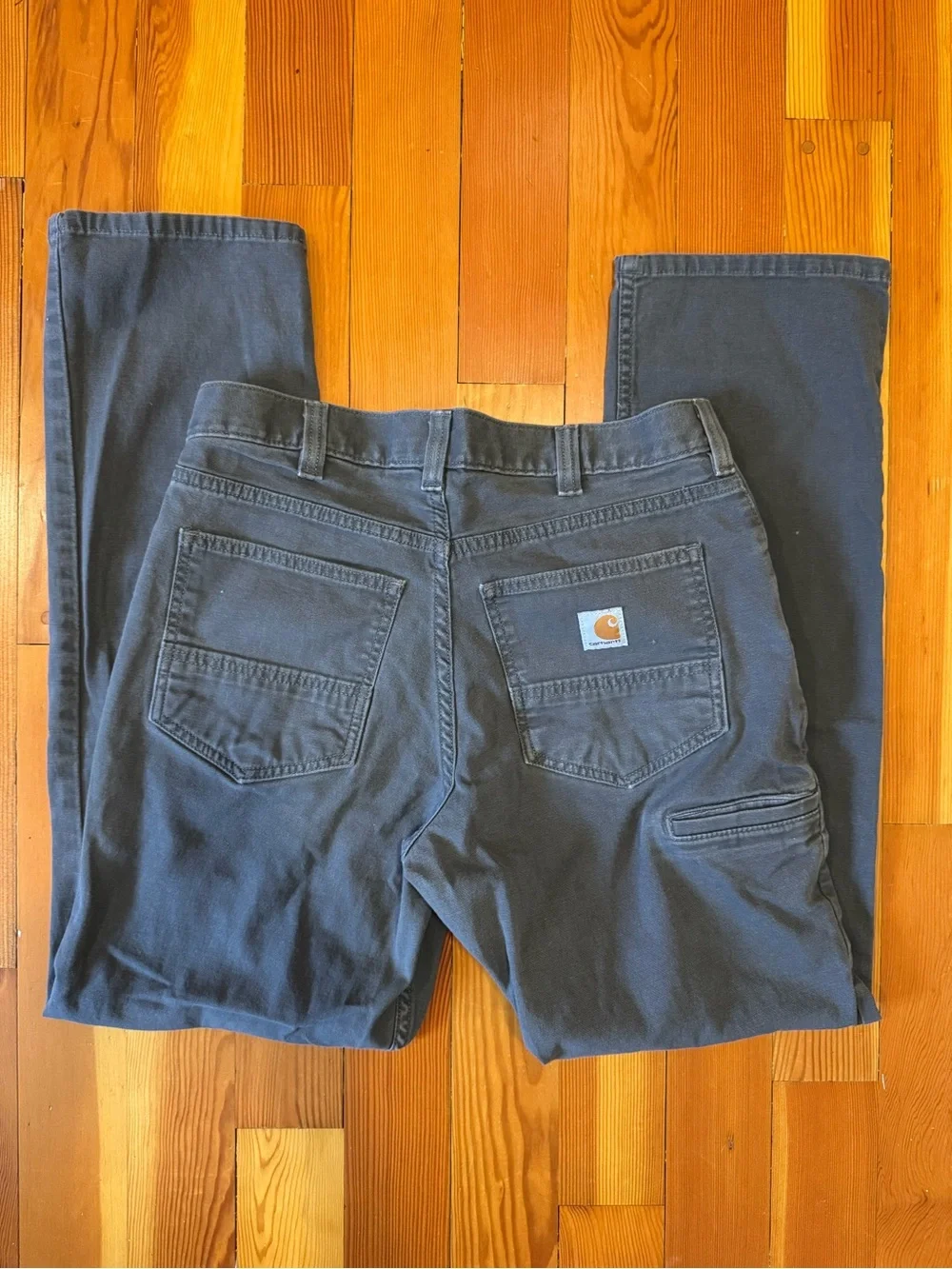 EUC Carhartt Men's Grey Rugged Flex Relaxed Fit Canvas 5-Pocket Work Pant 32x32